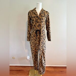Rachel Antonoff Leopard-Print Utility Jumpsuit in Tan and Black